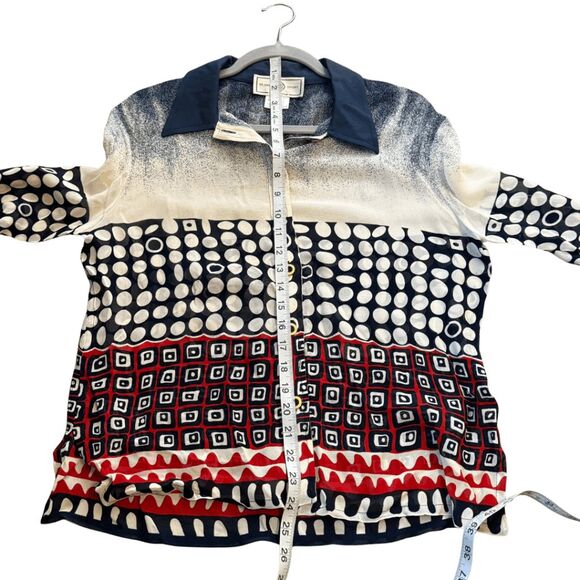 St. John Sport Women's Geometric Sheer Button Down Shirt Multicolor Size Small - Picture 7 of 9